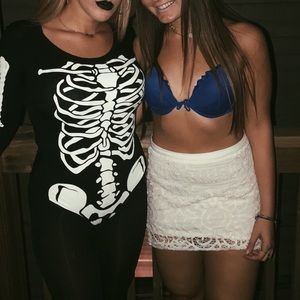 White Laced Tight Mini Skirt